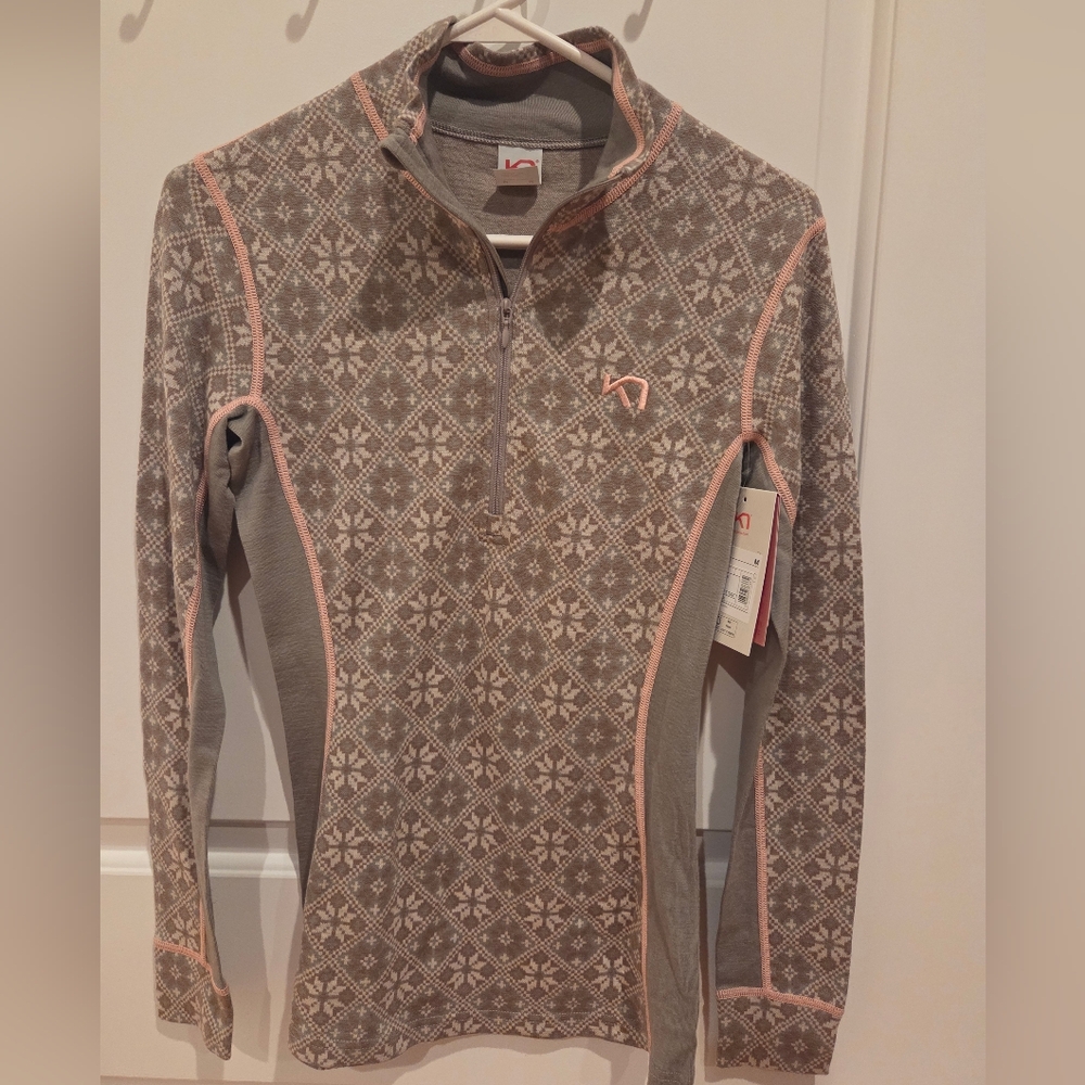 Kari Traa Gray and Pink Long Sleeve Top